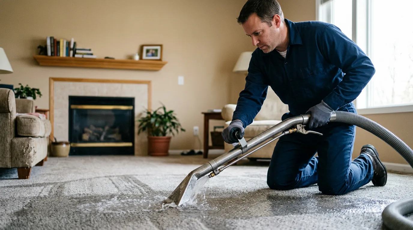 Water damage restoration technician working near East Brookfield, MA